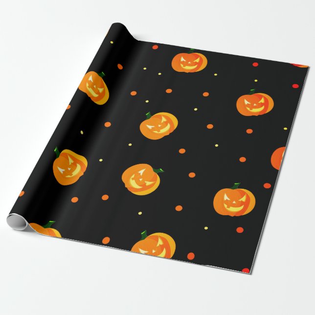 Papier Cadeau Fête de l'Halloween du Motif de Jack-o'lanterne ef (Déroulé)