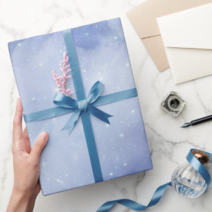 Papier Cadeau Fête de Mariage Céleste Bleu Nuage Vin