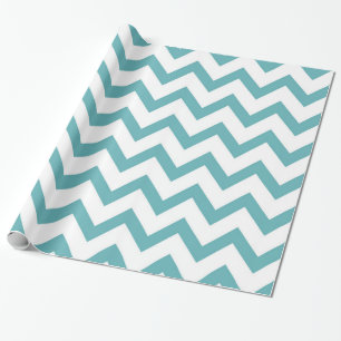 Papier Cadeau Fête de mariage chevron blanc Aqua