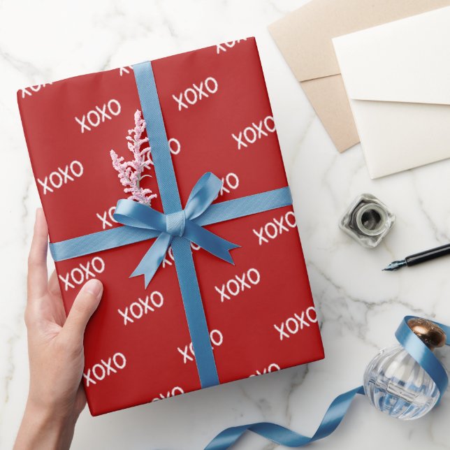 Papier Cadeau Fête de mariage Rouge Blanc XOXO  (Cadeaux)