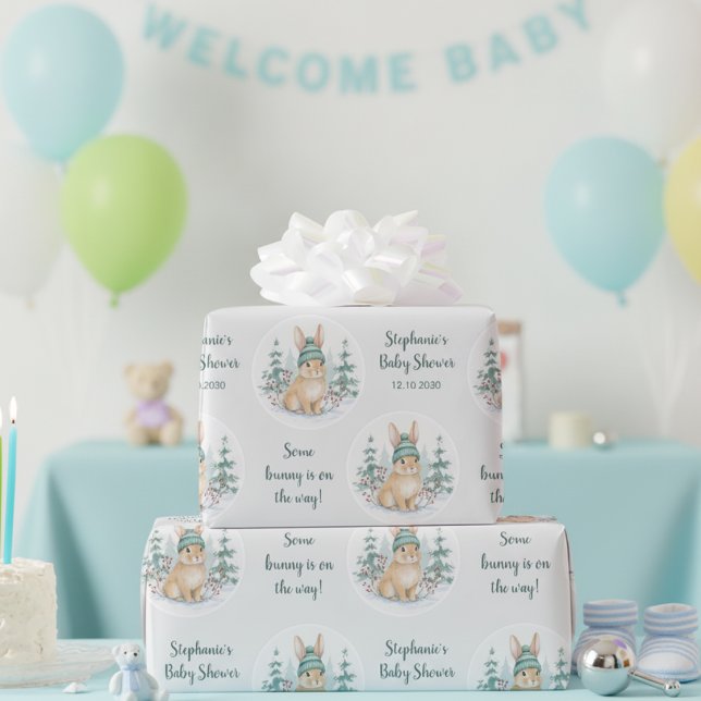 Papier Cadeau Fête de naissance personnalisable de lapin de la f (Créateur téléchargé)