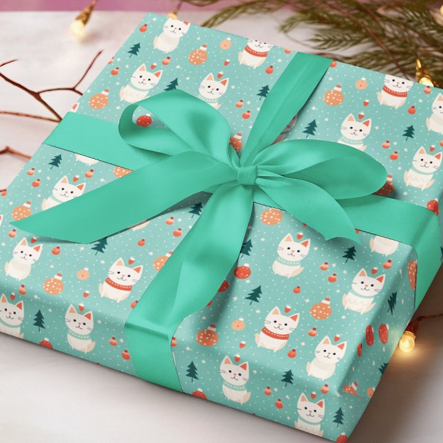 Papier Cadeau Fête de Noël de Cat Retro (Créateur téléchargé)