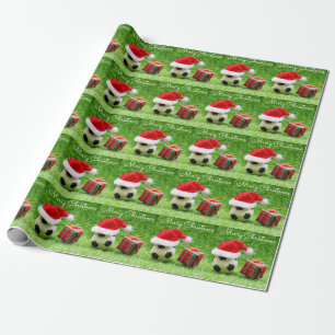 Papier Cadeau Fête de Noël de football avec chapeau de Père N
