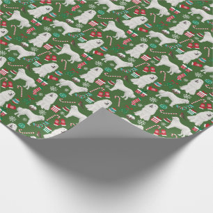 Papier Cadeau Fête de Noël des chiens des grandes Pyrénées