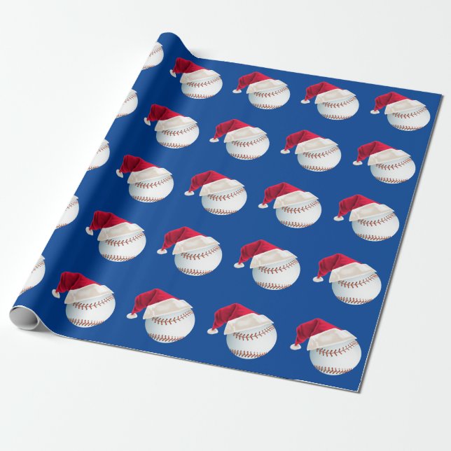 Papier Cadeau Fête de Noël du Baseball Funny Père Noël (Déroulé)