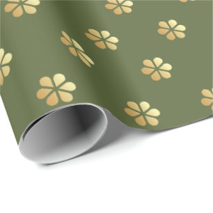 Papier Cadeau Fête de Noël élégante Nouvelle marguerite verte et