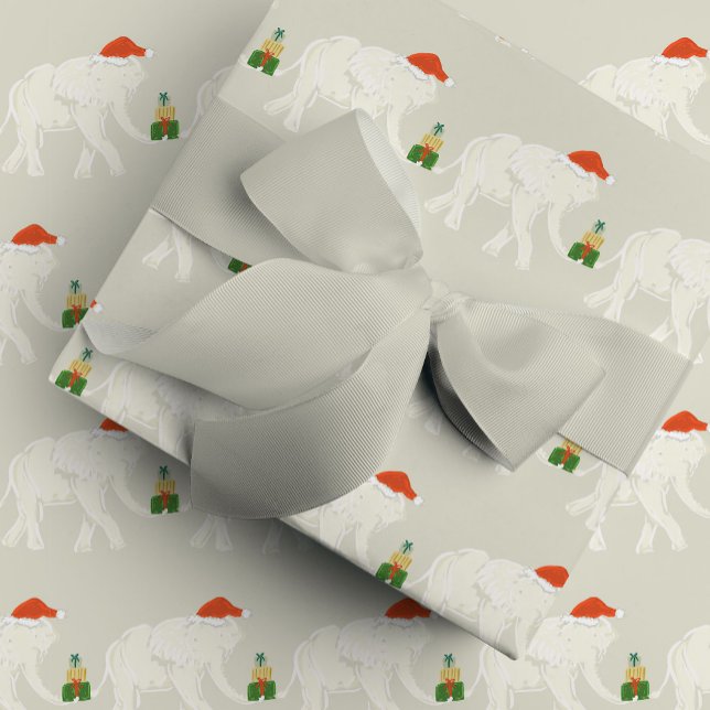 Papier Cadeau Fête de Noël éléphant blanc illustrée festive (Festive White Elephant Christmas Party Illustrated Wrapping Paper)