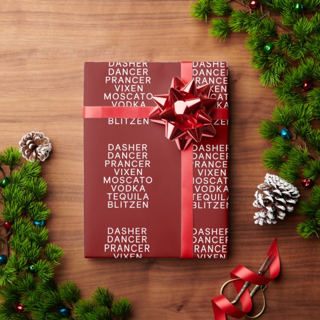 Papier Cadeau Fête de Noël en buvant Dasher Dancer  (Cadeau de vacances)