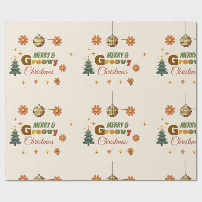 Papier Cadeau Fête de Noël Groovy 70  (Plat)