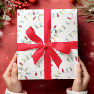 Papier Cadeau Fête de Noël Lumières à cordes Festif Coloré
