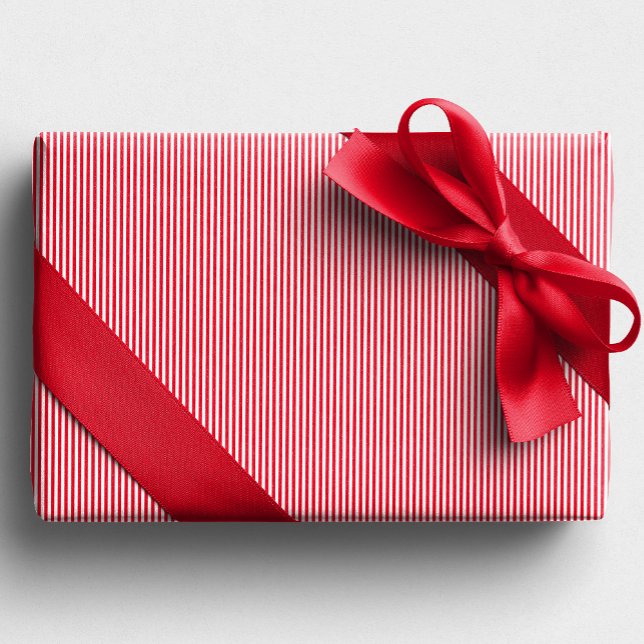 Papier Cadeau Fête de Noël rayé rouge et blanc (Créateur téléchargé)