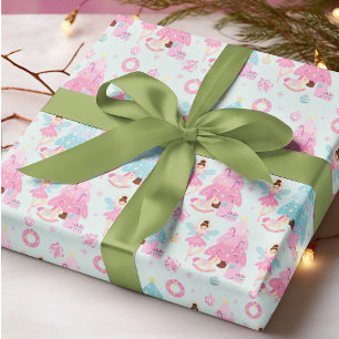 Papier Cadeau Fête de Noël rose Ballerina Fée Festive