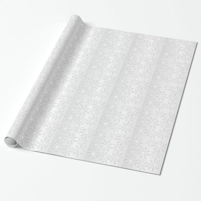 Papier Cadeau Fête de Noël Silver Snowflake (Déroulé)
