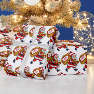 Papier Cadeau fête de Noël vintage Carrelage de Noël Père No