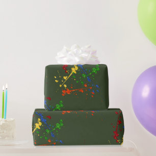 Papier Cadeau Fête de paintball pailleté peinture éclaboussée