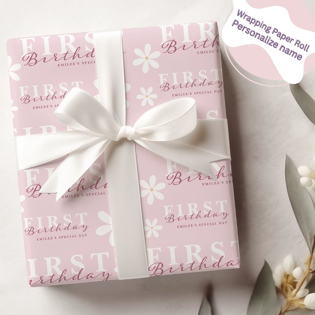 Papier Cadeau Fête de premier anniversaire de Daisy sur le thème (Créateur téléchargé)