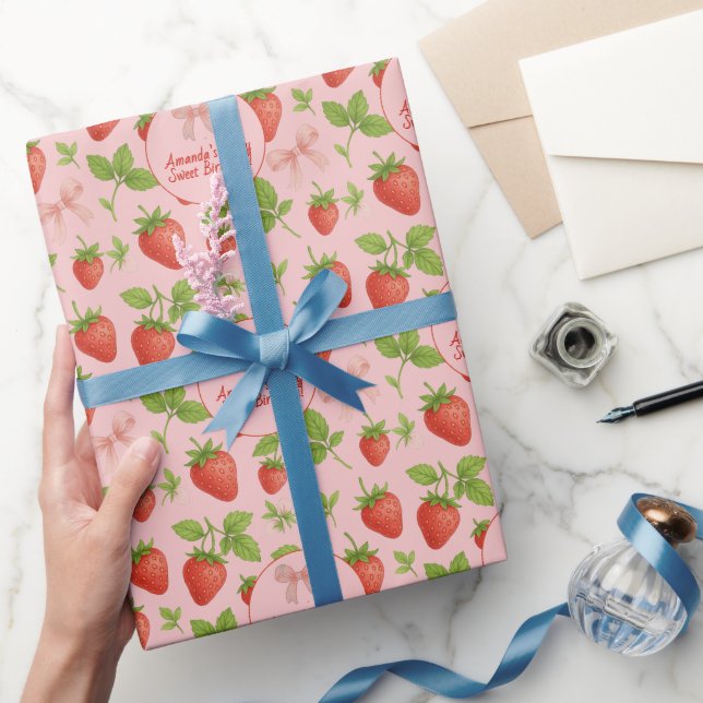 Papier Cadeau Fête des Anniversaires de enfants de fraises - (Cadeaux)