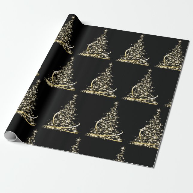 Papier Cadeau Fête des fêtes de Noël de l'or (Déroulé)