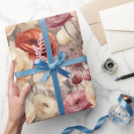 Papier Cadeau Fête des mariées de fleurs de printemps de crème B<br><div class="desc">Fête des mariées de fleurs de printemps de crème Bourgogne</div>