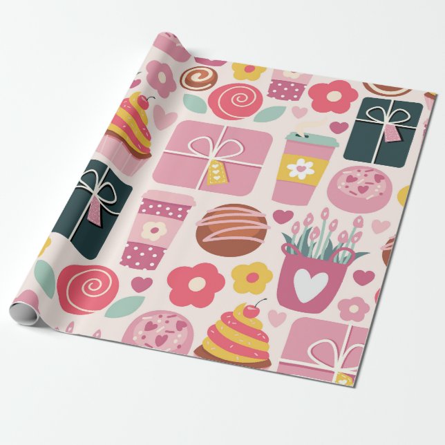 Papier Cadeau Fête des mères adorables (Déroulé)