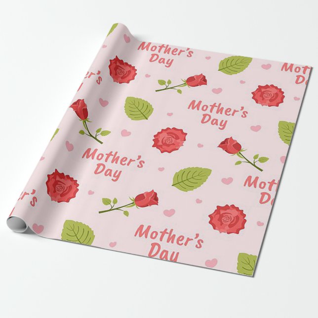 Papier Cadeau Fête des Mères avec des Roses (Déroulé)