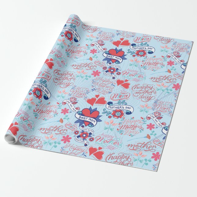 Papier Cadeau Fête des mères BG 02 LBlue BG (Déroulé)