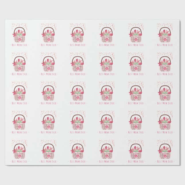 Papier Cadeau Fête des Mères, Meilleure Mère du Monde, avec de J (Plat)