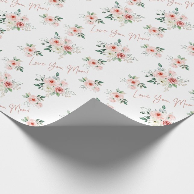 Papier Cadeau Fête des mères Rose enveloppant des feuilles de pa (Coin)