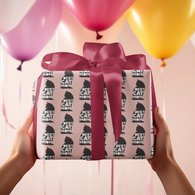 Papier Cadeau Fête des mères roses amusantes Meilleure maman cha (Créateur téléchargé)