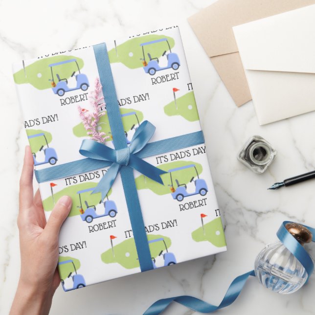 Papier Cadeau Fête des pères à thème de golf personnalisée (Cadeaux)