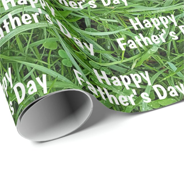 Papier Cadeau Fête des Pères Herbe Verte (Coin rond)