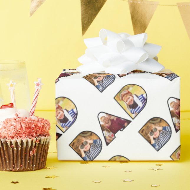 Papier Cadeau Fête des pères Papa Photo Collage Motif personnali (Fête d'anniversaire)