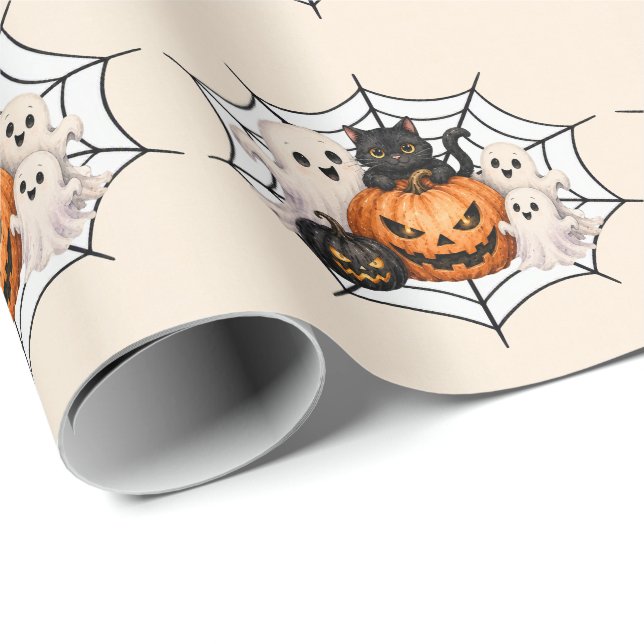 Papier Cadeau Fête d'Halloween effrayante  (Coin rond)