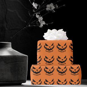 Papier Cadeau Fête d'Halloween Orange Personnalisé Jack-o'-lante