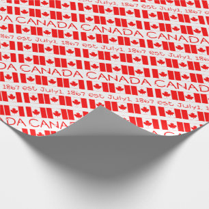 Papier Cadeau Fête du Canada Feuille d'érable Drapeau canadien T