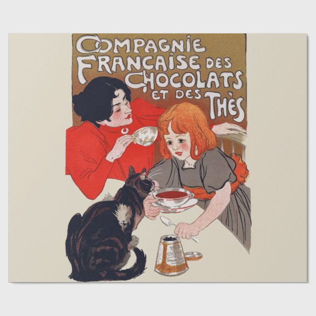 Papier Cadeau Fête du Chocolat Steinlen Art Français (Plat)