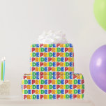 Papier Cadeau Fête du mois des Gay pride LGBT Rainbow Letters<br><div class="desc">Design présente une illustration originale de lettres arc-en-ciel en gras qui épingle le mot PRIDE. Idéal pour les fêtes gay pride ! Beaucoup de motifs de fierté supplémentaires sont également disponibles dans cette boutique. Cette conception est également disponible sur d'autres produits. De nombreuses illustrations supplémentaires sur le thème de la...</div>