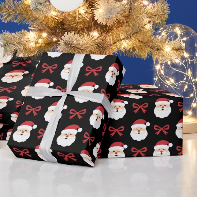 Papier Cadeau Fête du Père Noël et de la Bow rouge unique (Vacances)