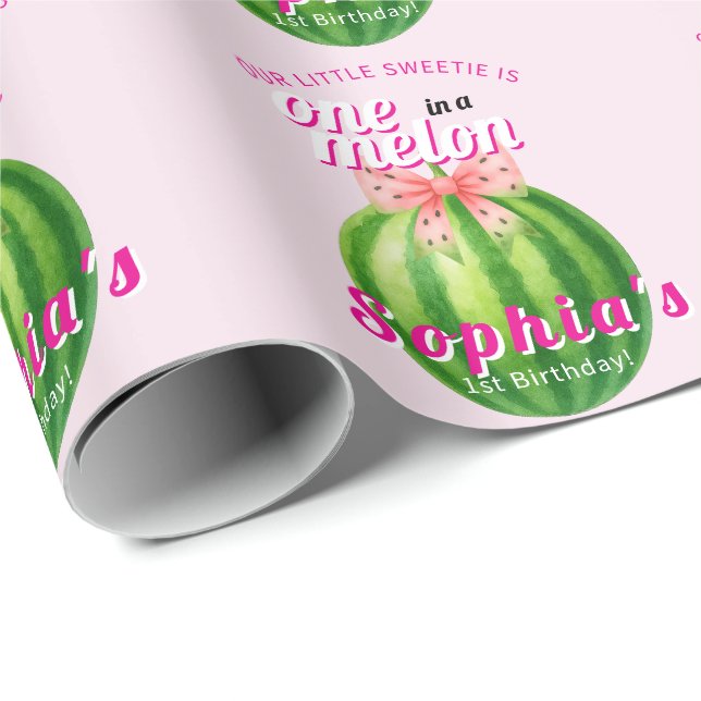 Papier Cadeau Fête du premier anniversaire de Sweet Melon (Coin rond)