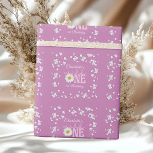 Papier Cadeau Fête du premier anniversaire Purple Daisy Wild One