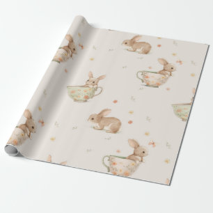 Papier Cadeau fête du thé à petits lapins
