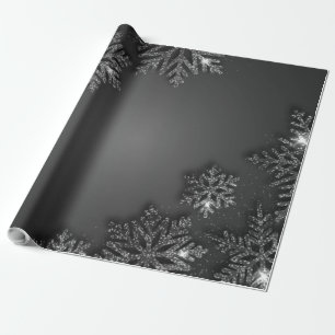 Papier Cadeau Fête élégante flocon de neige argenté