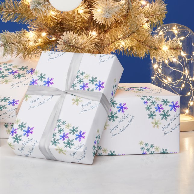Papier Cadeau Fête Élégante Flocon de Neige Vacances (Vacances)