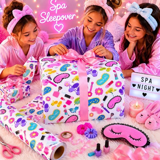 Papier Cadeau Fête en Pyjama Rose  (Créateur téléchargé)