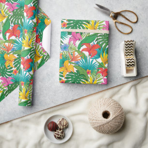 Papier Cadeau Fête florale tropicale
