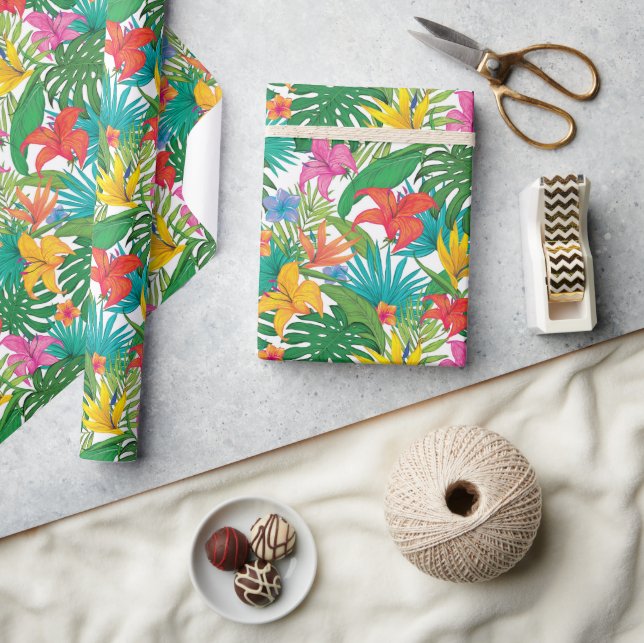 Papier Cadeau Fête florale tropicale (Artisanat)