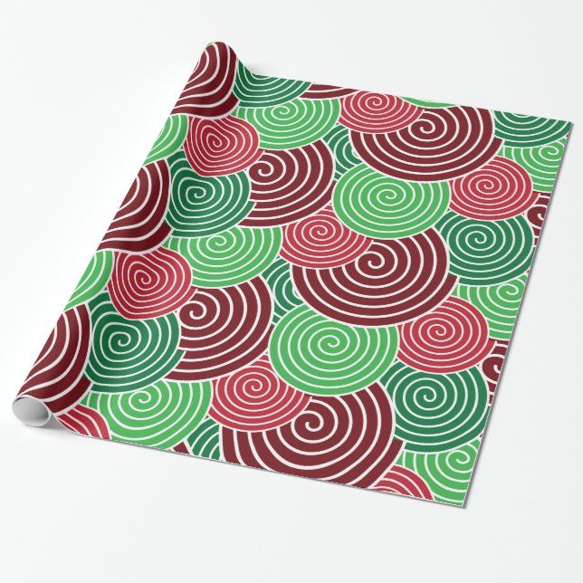 Papier Cadeau Fête Noël Spiral Motif Cadeau (Déroulé)