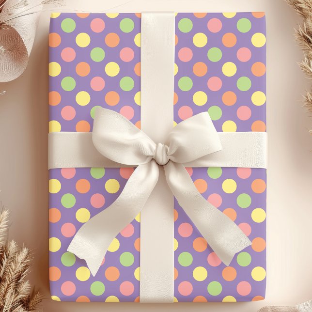 Papier Cadeau Fête Pastel Colorée à Points (Créateur téléchargé)