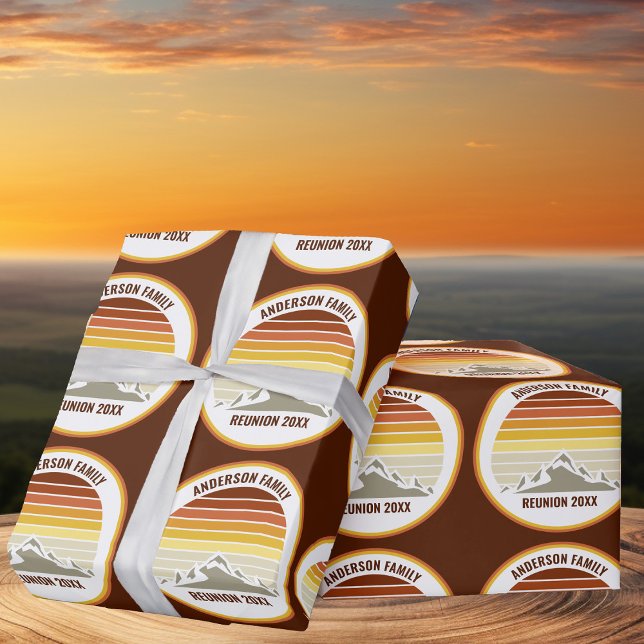 Papier Cadeau Fête personnalisée Retro Mountain Sunset (Créateur téléchargé)