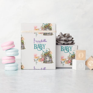 Papier Cadeau Fête Prénatale Porte de Jardin de Fée de la Forêt